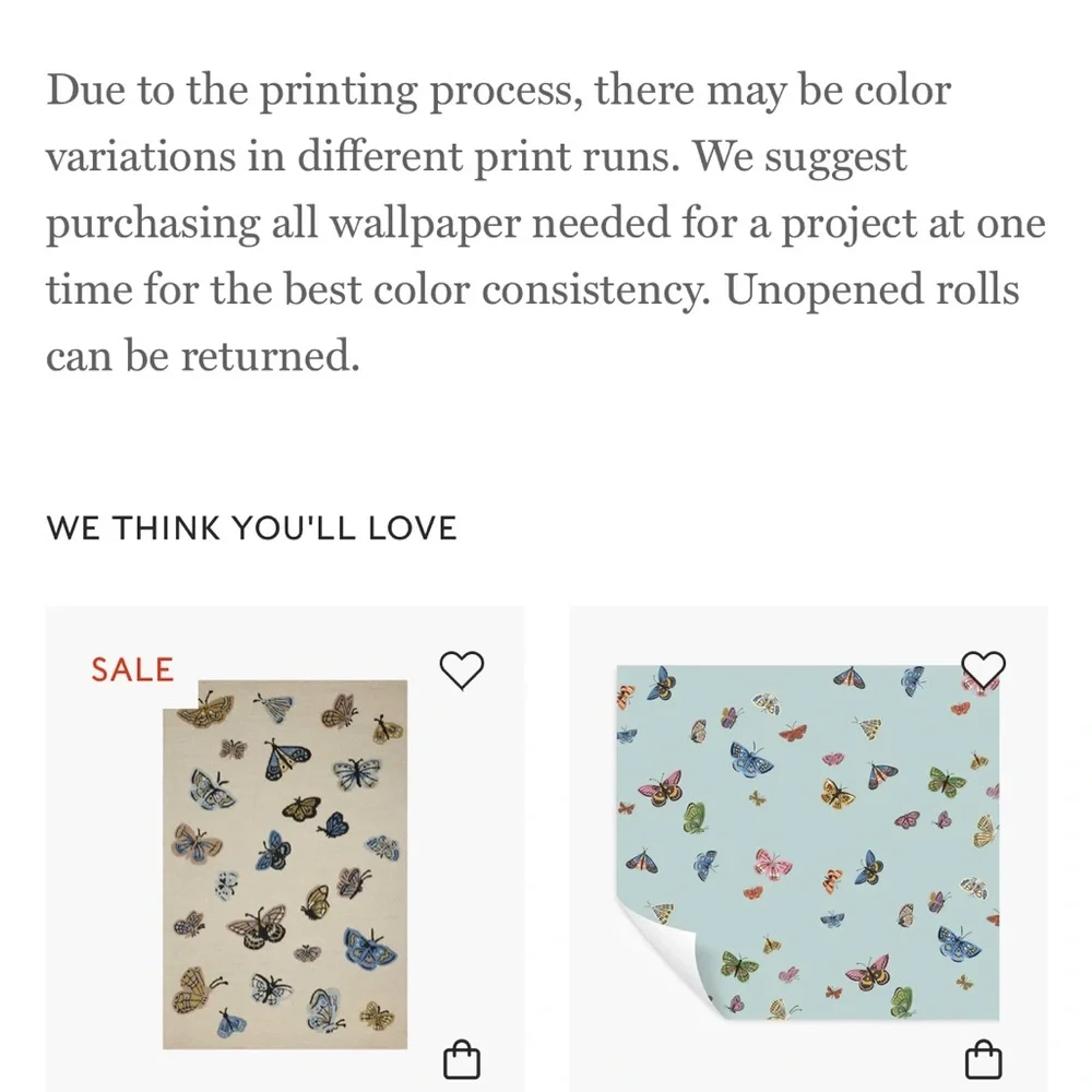 2 Rolls: Rifle Paper Company Butterfly House Wallpaper (White)